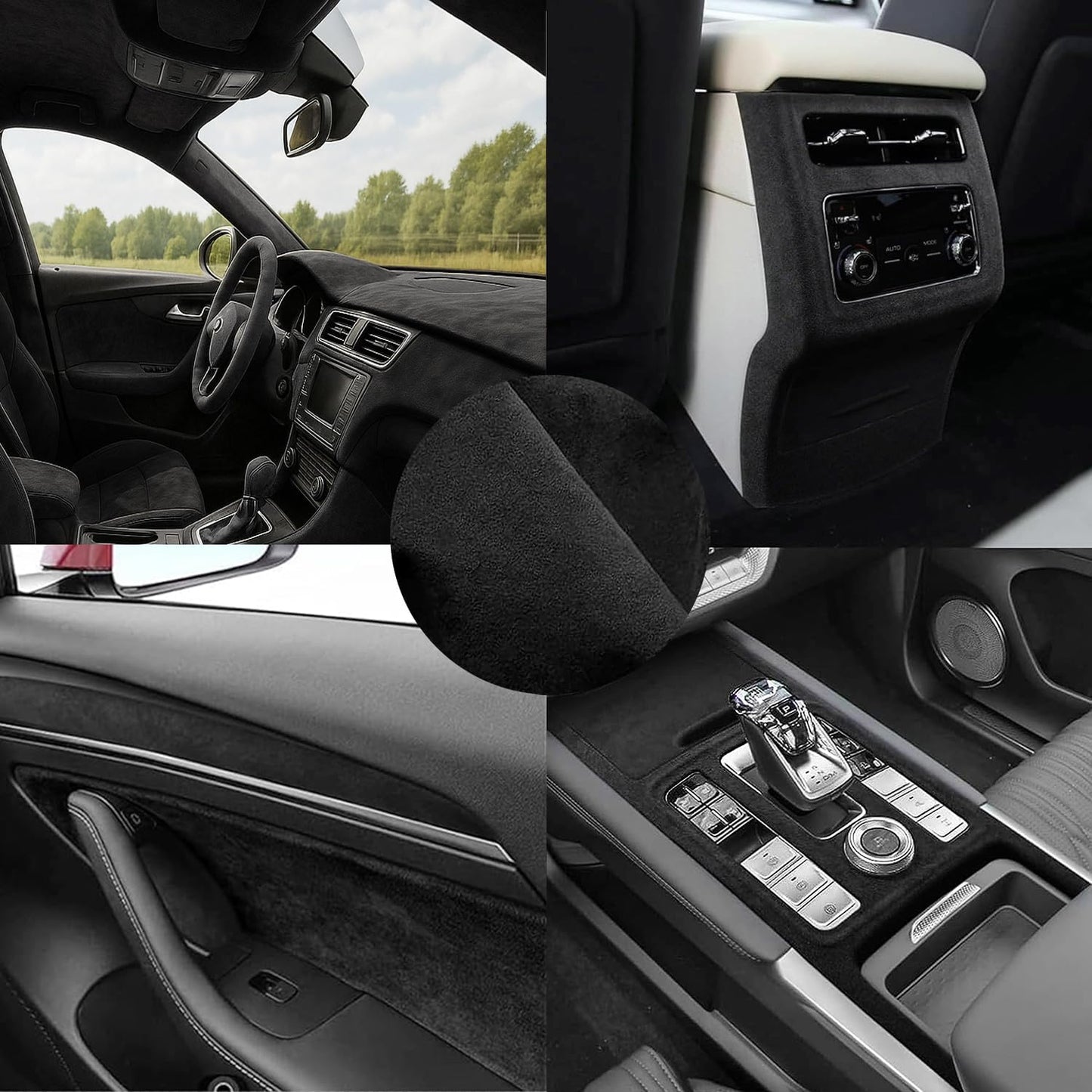 Esnek Siyah Süet Oto Döşeme Yapışkansız Kumaş 9002 Schwarz