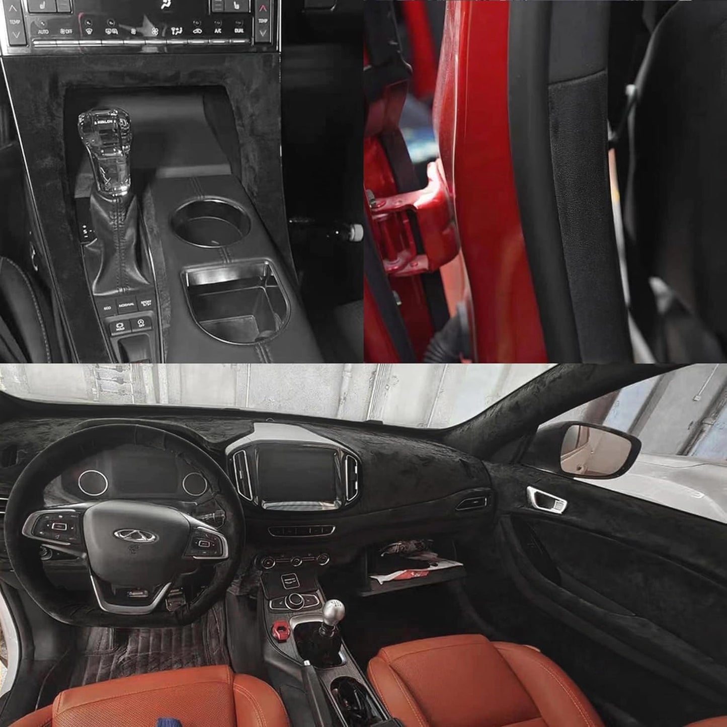 Esnek Siyah Süet Oto Döşeme Yapışkansız Kumaş 9002 Schwarz