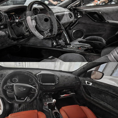 Esnek Siyah Süet Oto Döşeme Yapışkansız Kumaş 9002 Schwarz