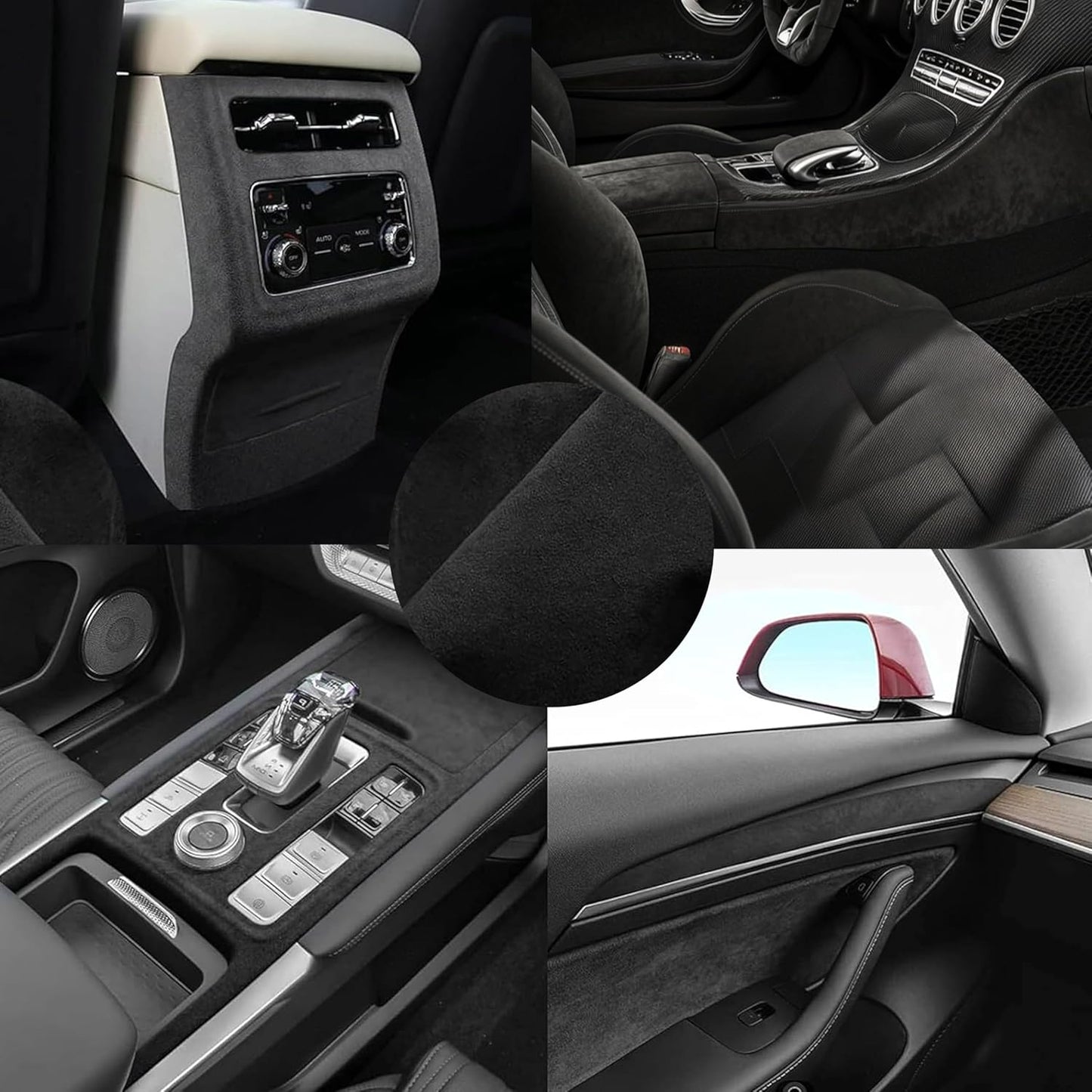 Esnek Siyah Süet Oto Döşeme Yapışkansız Kumaş 9002 Schwarz